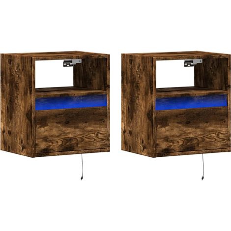 Mobile TV a parete scaffale multimediale credenza TV sala da pranzo soggiorno camera da letto e luci a LED 2 pezzi rovere affumicato 41 x 31 x 45 cm marrone 020029121