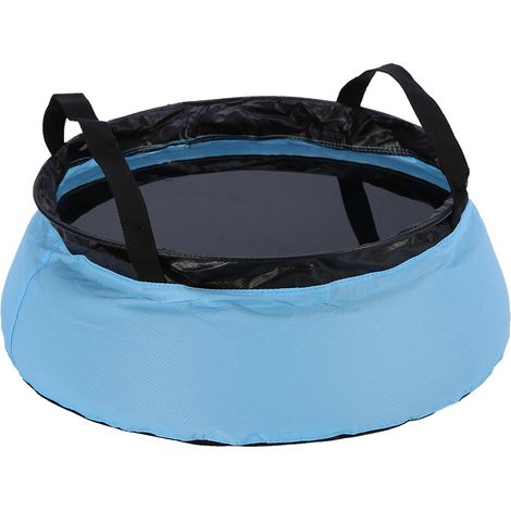 Bassin Pliable - Nylon 70D Étanche - 10L Avec Poignées - Pour Camping Randonnée Extérieur - Bleu (1/4)