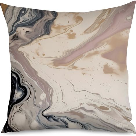 Housse de Coussin Décoratif Marbre Noir Blanc (1/5)