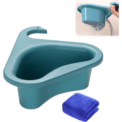 Panier filtre suspendu pour robinet d'évier, panier d'évacuation d'évier, panier d'évacuation d'évier cygne, filtre récupérateur de résidus alimentaires lors du lavage de la vaisselle (bleu) (1/5)