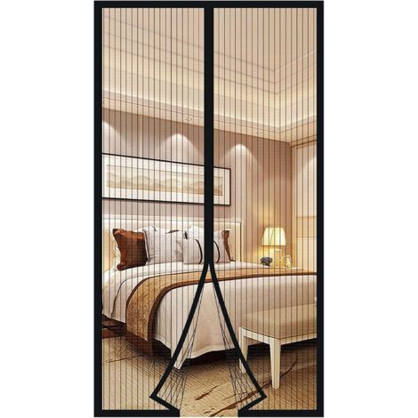 Moustiquaire Porte Fenetre Aimantée Magnetique, Rideaux Anti Mouches pour Porte, Rideaux Toile Insect Ecran, Moustiquaire Baie Vitree Coulissante, Magnétique Moustique Sans Perçage (120 x 210cm, noir) (1/4)
