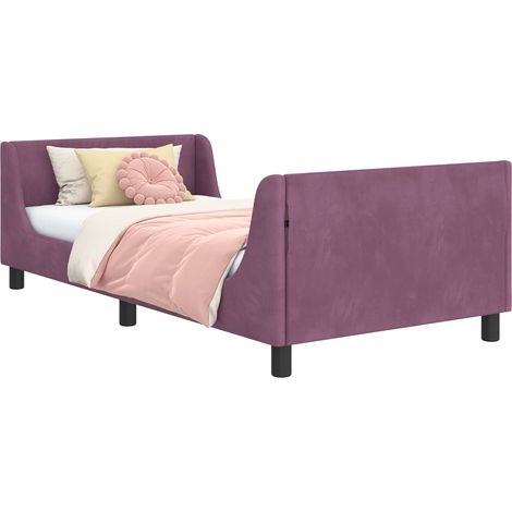 Children's Bed Frame with Headboard Purple 80 x 200 cm Velvet vidaXL