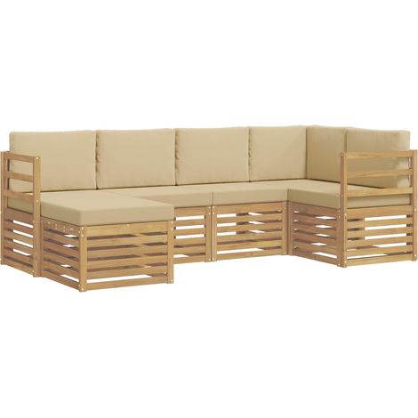 Outdoor-Sofagarnitur 6 Stk. Weiß und Beige Polyester vidaXL (1/5)