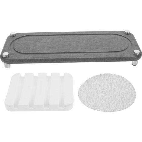 Plateau D'évier en Diatomite Absorbant l'eau avec Porte-savonnette Intégré, Tapis de Séchage Rapide Cuisine et Salle de Bain, Bac Absorbant d'eau pour Comptoir, Lot de 2 Set'-'- (1/4)