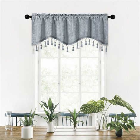 Rideaux de fenêtre double face en chenille pour cuisine, cantonnière festonnée gris argenté pour le salon, lot de 1 (gris argenté, 149,9 x 40,6 cm) (1/5)