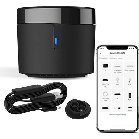 RM4 Mini capteur de température et d'humidité HTS2 WiFi IR Télécommande pour climatisation TV Set-top Box Fonctionne avec Alexa Noir (1/5)