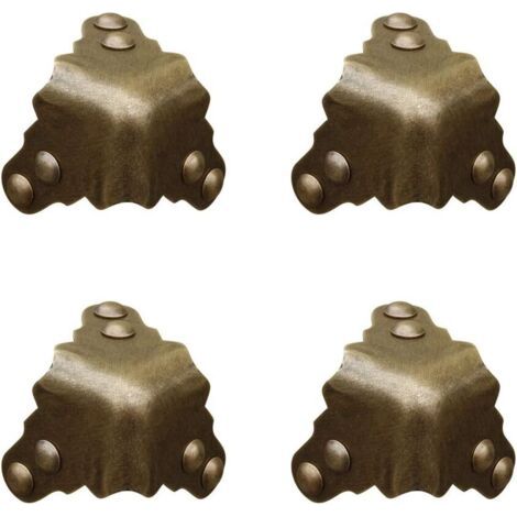 Lot de 4 protections d'angle vintage en laiton pur, pour bureau, boîte à bijoux, coffret cadeau, trois côtés (1/5)