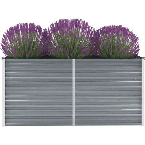 Lit surélevé de jardin-Jardinière surélevée-Bac de jardin surélevé Acier galvanisé 160x40x77 cm Gris (1/5)