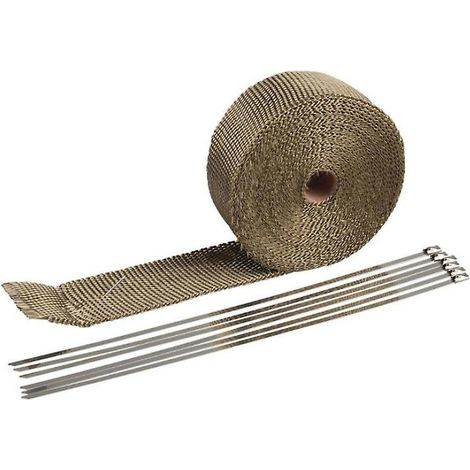 Ruban isolant thermique en titane Magma avec 4 attaches de câble en acier inoxydable pour collecteur d'échappement de moto (1/5)