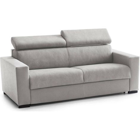 Dmora - Festes Sofa Diannon, Großes 2-Sitzer-Sofa, 100% Made in Italy, Sofa-Wohnzimmer, aus gepolstertem Stoff, mit verstellbaren Kopfstützen und schlanken Armlehnen, Cm 200x95h85, Grau