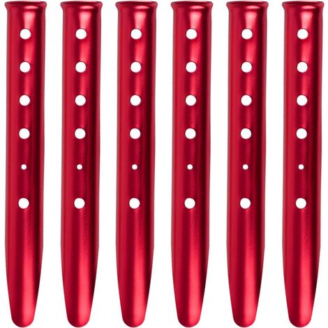 6 Pièces Piquets de Tente en Forme U en Alliage d'Aluminium 31 cm Sardines Sable Fixation (Rouge)pour Neige Plage Camping Randonnée (1/5)