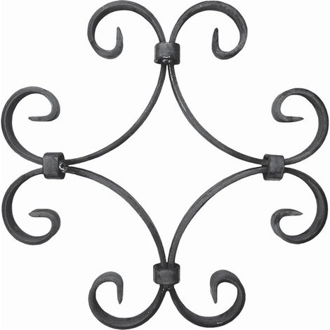 Deco Fer Forge – Volute en C fer forgé à souder – Finition coupe droite losange – Dimensions 230x230mm – Section 16x4mm pour renforcement décoratif