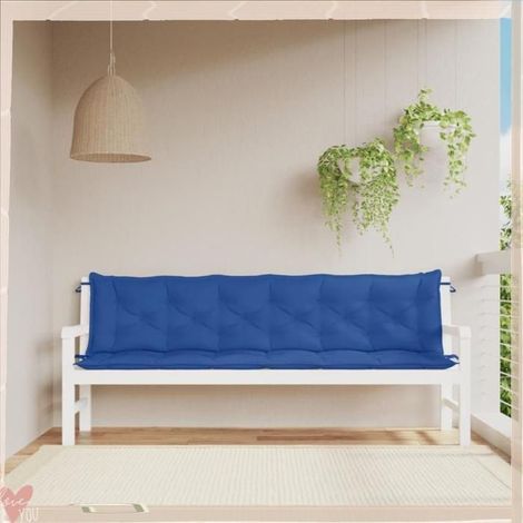 361745 Coussins de banc jardin lot de 2 bleu 200x50x7 cm tissu Oxford (1/5)