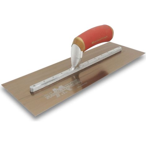 Frattazzo lisciante Marshalltown DuraFlex con manico DuraSoft, in acciaio dorato, cazzuola eccellente per stuccatori e cartongessisti, dimensioni cazzuola: 330x127 mm