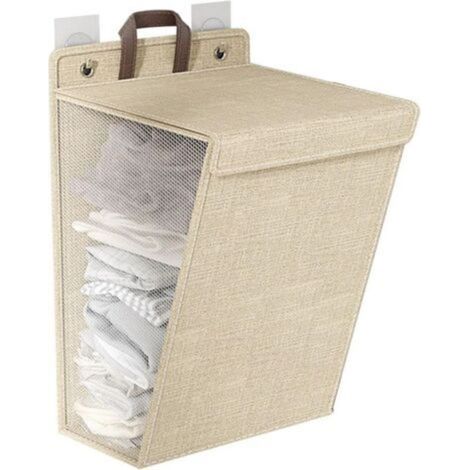 Panier à linge mural pliable, grande taille, multifonctionnel, idéal pour les chaussures, les chaussettes et les serviettes (beige)