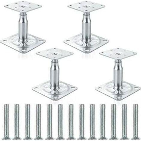 Lot de 4 supports de poteau surlevs galvaniss rglables de 100 150 mm, support de toit robuste pour construction