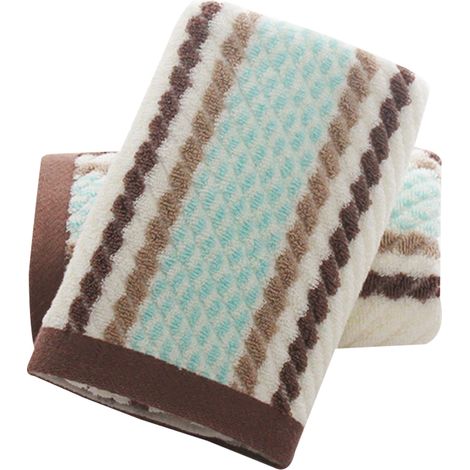 Lot de 2 serviettes à mains à rayures en coton doux et absorbant 3474cm (Marron) (1/5)