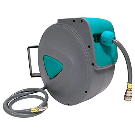 Druckluftschlauch 20m Schlauchtrommel Automatik Aufroller 1/4" Anschluss Schlauchaufroller Automatisch Druckluft mit Schnellkupplung Grau NAIZY (1/5)