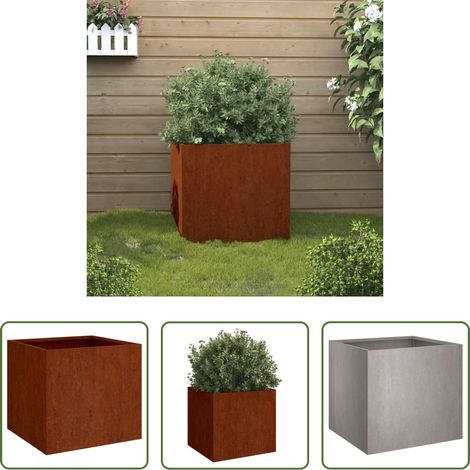 Bac à fleurs - Jardinière 32x30x29 cm acier corten (1/5)
