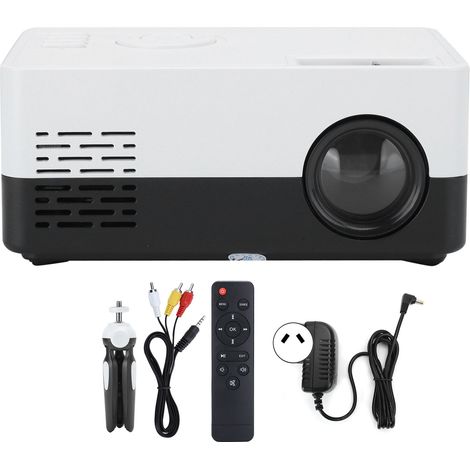 Mini projecteur LED portable pour cinéma maison, lecteur multimédia vidéo avec support, 100‑240V, prise AU, noir et blanc (1/5)