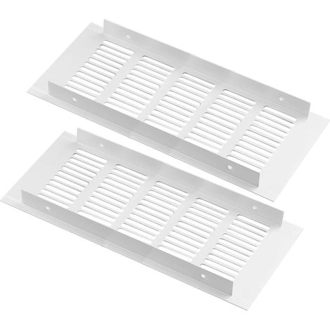 Lot de 2 Grilles d'aération, Aluminium Blanc, Design Poreux, Rectangulaire, Pour Armoire Cuisine