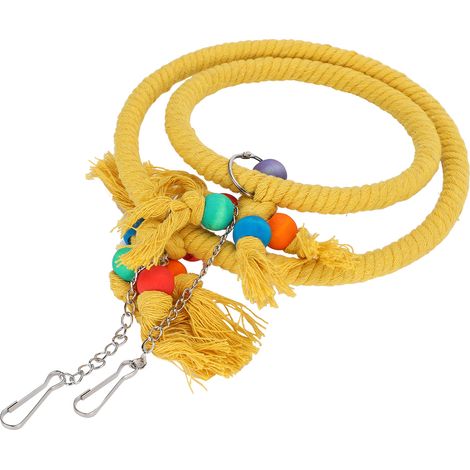 Anneau de suspension en corde de coton pour perroquet, jouet à mâcher et à mordiller, accessoire de cage, jaune (1/5)