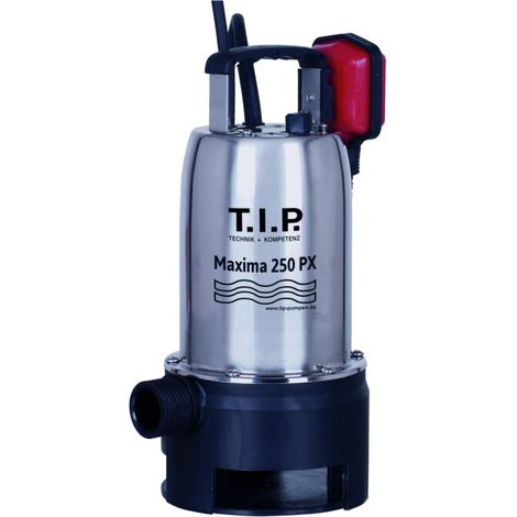 T.I.P. Schmutzwasser Tauchpumpe - Edelstahl, 14.500 l/h, 8 m Förderhöhe, 600 W, 25 mm Korngröße, robust, Maxima 250 PX 30264