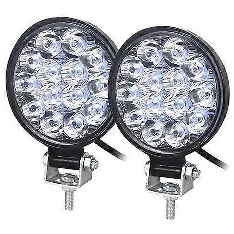 Auxtings 1-10PCS Projecteur LED 18W 42W 48W Spot 12V 24V pour moto, camion, bateau, tracteur, remorque, tout-terrain, 2 projecteurs LED 3,2 pouces 42W (1/5)