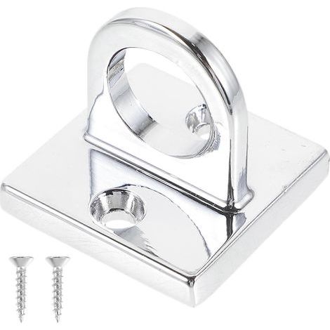 Wandmontierte Ösenplatte zum Aufhängen eines Seils, VIP-Absperrpfosten, runder Haken – 4 x 4 cm – Silber (1/4)