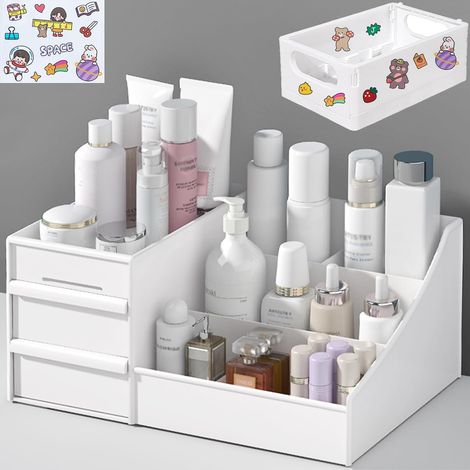 Boîte de rangement de bureau, boîte de rangement cosmétique, boîte de rangement de bureau multifonctionnelle, boîte de rangement en plastique pour articles de papeterie, convient aux stylos-plumes, us