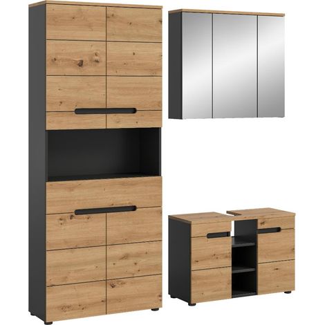 Canu ensemble de meubles de salle de bains C3 chêne décor, gris. (1/5)