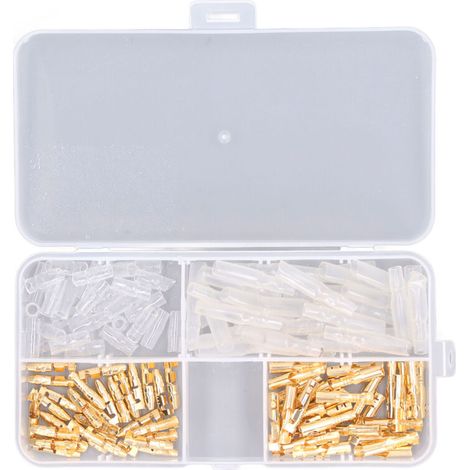 Kit de 120 connecteurs pour moto, cosses à sertir électriques non isolées, faisceau de câbles mâle/femelle avec gaine isolante, 3,5 mm, plaqué or, DUBUNS (1/5)