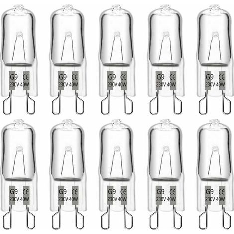 CCYKXA G9 Halogenlampe 40W 230V, 10er-Packung – 13 x 42 mm, 480 lm, 2900 K, warmweiß, dimmbar, G9-Kapsellampen, für Kronleuchter, Landschaftslampen, Wandleuchten, Schrankbeleuchtung (1/4)