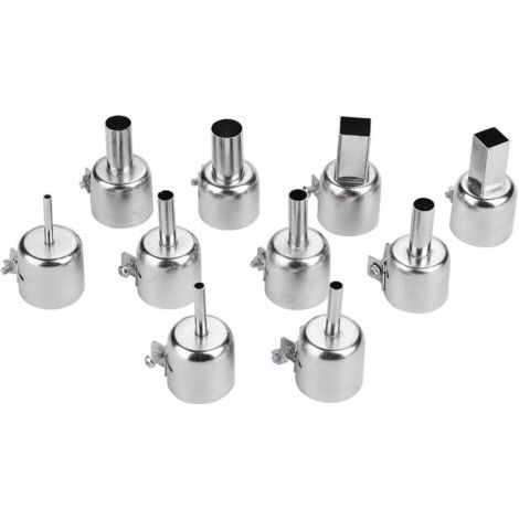 Lot de 10 buses pour pistolet thermique compatible avec les stations de soudage à air chaud 850, buses rondes et carrées
