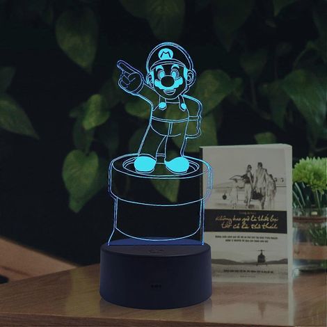 3D-LED-Nachtlicht mit 7 wechselnden Farben, Fernbedienung, Retro-Super-Mario-Spiel, dekorative Schreibtischlampe fürs Kinderzimmer, Geschenk für Kinder, USB-Anschluss, batteriebetrieben (1/5)
