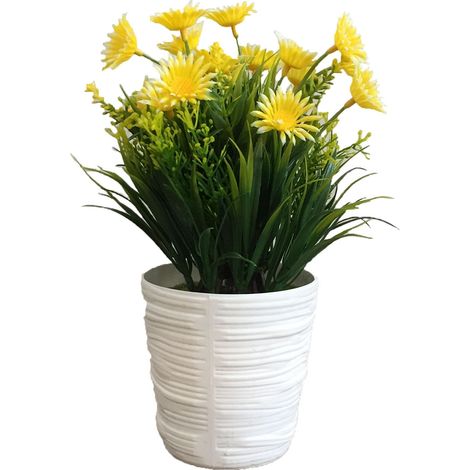 Plante Artificielle En Pot - Bonsaï Simulé Jaune - Décoration Intérieure Et Extérieure - 1 Pièce (1/2)