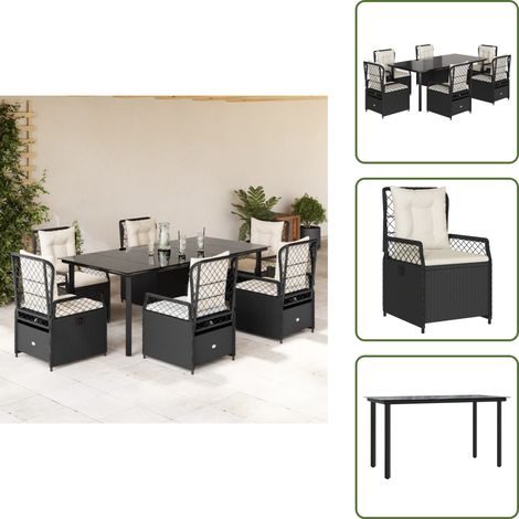 Cuscini da giardino - vidaXL Set da Pranzo da Giardino 7 pz Nero con Cuscini in Polyrattan - Poltrone da giardino