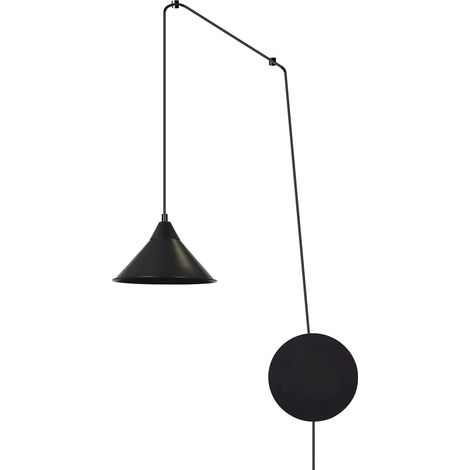 Sospensione Minimal 1 Luce Abramo In Acciao Nero E Paralume A Cono (1/5)