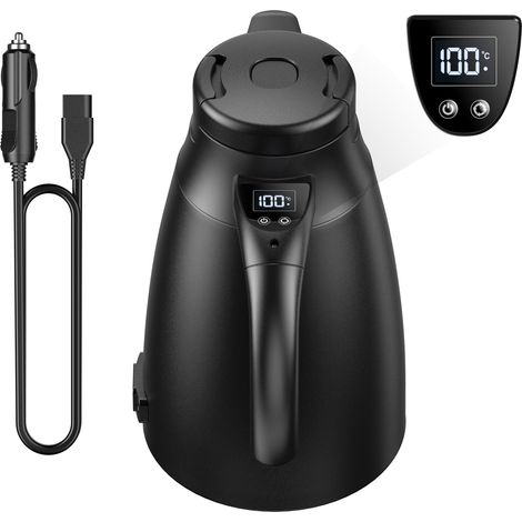 Bouilloire électrique de voiture 12 V/24 V avec 240 W, écran numérique et double paroi – Bouilloire de voyage en acier inoxydable 304 avec chauffage rapide et fonction de maintien au chaud (1/5)