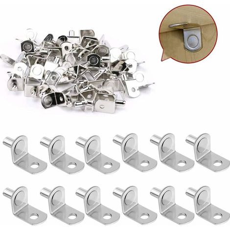 Chevilles de Support d'Étagère Équerres de Fixation Taquet Étagère Équerre Angle en Acier Inoxydable 6 mm en forme de L Support pour Étagère en Bois/Armoire/Chaise/Table，，24Pcs (1/5)