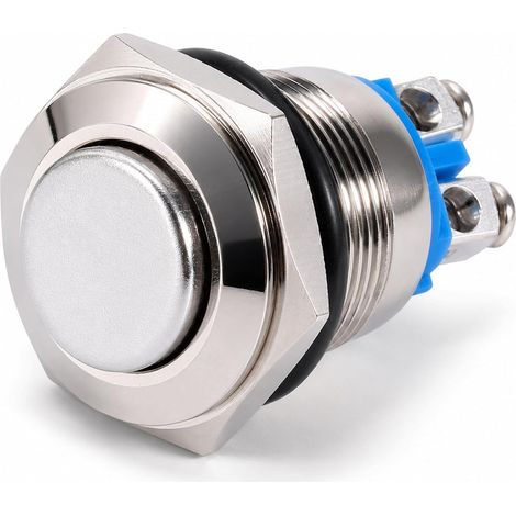 Interrupteur à Bouton Poussoir Métallique 12V 16mm Auto-Réarmant Étanche Bouton klaxon Commutateur Momentané pour Démarrage Moteur et Klaxon Accessoire Électrique Automobile (1/5)