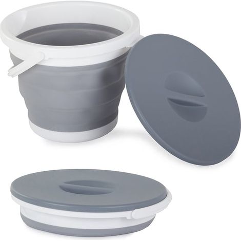 Seau pliable 5L avec couvercle - Silicone (1/3)