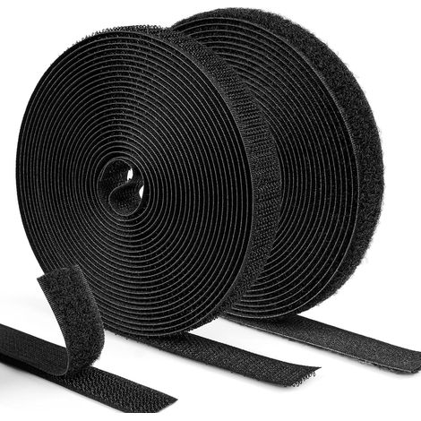 Set de bande Scratch à coudre noir – Fermeture Scratch à coudre (à crochets et à boucles) – Bande robuste, large, non adhésive, pour textiles et bricolage – 16 mm x 5 m (1/5)