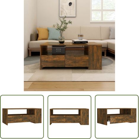 The Living Store Couchtisch Räuchereiche 102x55x42 cm Holzwerkstoff - Couchtisch - Wohnzimmertisch - Holzmöbel - Esszimmertisch - Beistelltisch (1/5)