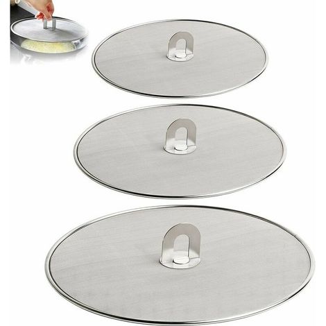 3 Pièces Écran Anti-Projections de Graisse pour Poêle Couvercle Anti Projection en Acier Inoxyable Protection Anti-éclaboussures en Acier Inoxydable pour Poêle à Frire de Cuisine 33cm 29 cm 25cm LITZE