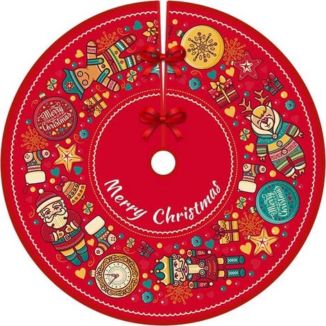 Tapis de sapin de Noël rustique à carreaux Buffalo de 91 cm (36 pouces), tapis de sapin de Noël champêtre à carreaux noirs et rouges (style 2) (1/5)