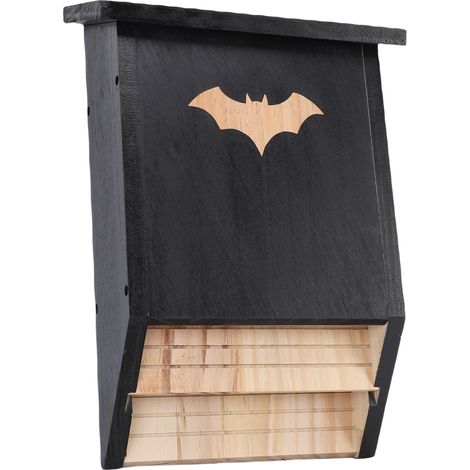 Nichoir à chauves-souris en bois pour l'extérieur, double chambre, facile à installer, pouvant contenir jusqu'à 75 chauves-souris, noir (1/5)
