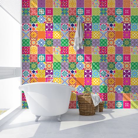 Sticker Mural Carrelage adhésif Cuisine Salle de Bain - 60 STICKERS CARRELAGES AZULEJOS WILLIA - 60stickers20x20cm (1/5)