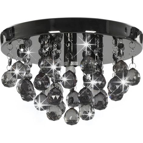 Plafonnier,Lampe avec perles fumées Noir Rond G9 CFW76976 (1/5)