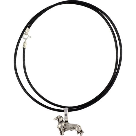 Collana con ciondolo a forma di bassotto, placcata in argento, ideale per gli amanti dei cani, un gioiello raffinato di Art-Dog. (1/5)